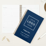 Branded Navy Blue Business Weekly Planner<br><div class="desc">A classic navy blue weekly planner designed for businesses to brand with their own custom logo, employee name, business name, slogan, location, and website. The rich navy tone paired with a clean framed logo and elegant script accents creates a professional organisational tool for staff, clients, or corporate gifting. All text...</div>