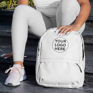 Branded Promotional Black & White Business Logo Printed Backpack