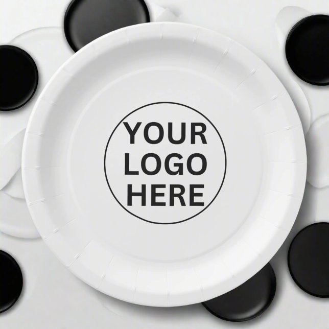Branded Promotional Business Logo Black & White  Paper Plate (Creator Uploaded)