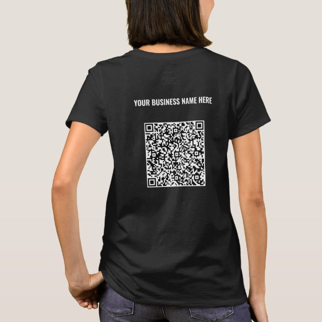 Branded QR Code and Text Business T-Shirt Example (Back)
