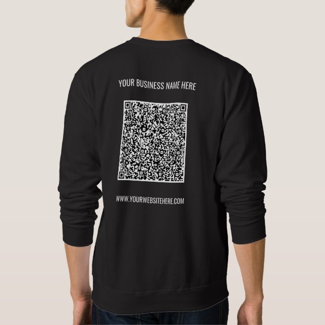 Branded QR Code and Text Your Business Sweatshirt (Back)