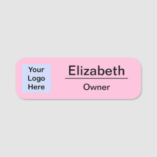 Branded Small Business Pink Your Logo Here  Name Tag