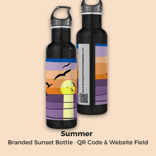 Branded Stylized Sunset · QR Code & Website Field 710 Ml Water Bottle