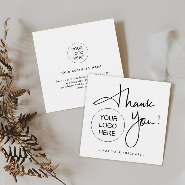 Branded Thank You Logo Modern Square Business Card (Creator Uploaded)