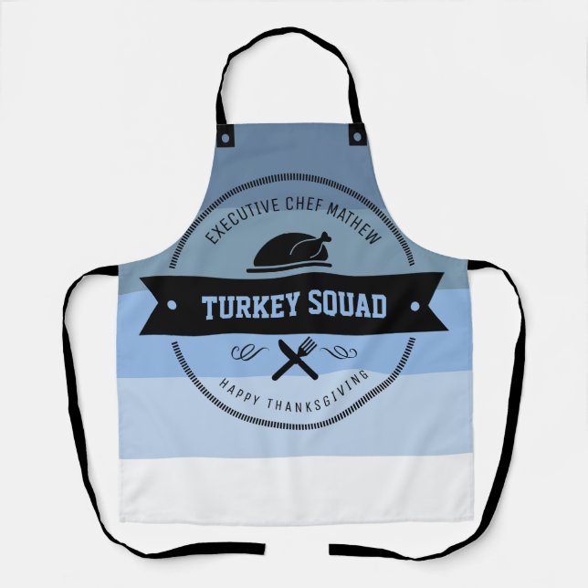 Branded Turkey Squad Ombre Blue Stripe Hipster Apron (Front)