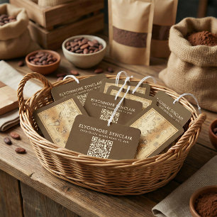 Branded Vintage Cacao Map Custom Name QR Code Car Air Freshener