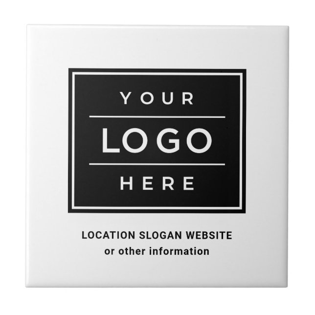Branded White Business Logo Decorative Tile (Front)