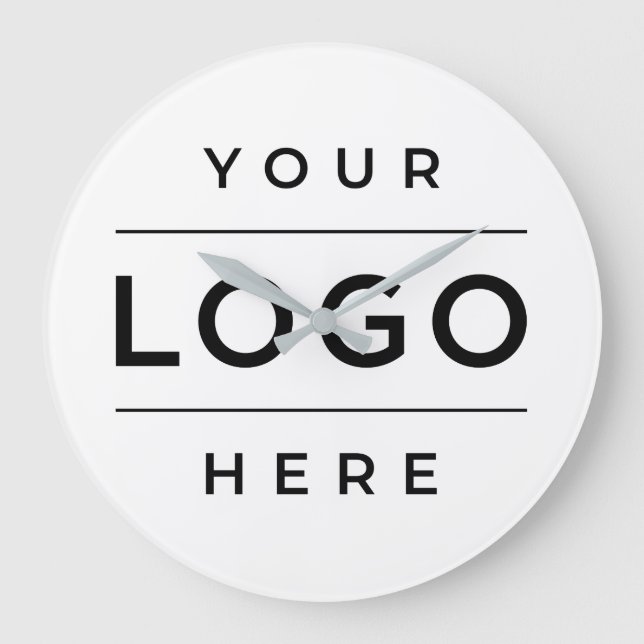 Branded White Business Logo Office Large Clock (Front)