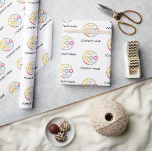 Branded White Custom Promotional Business Logo Wrapping Paper