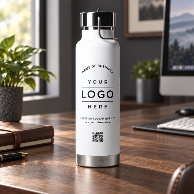 Branded White Logo QR Code Wellness Water Bottle (Creator Uploaded)