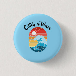 Branded White, Wave Sports Business Logo Promo 3 Cm Round Badge