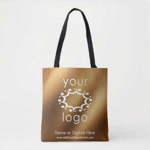 Branded with Your Logo Over Smooth Faux Gold Tote Bag