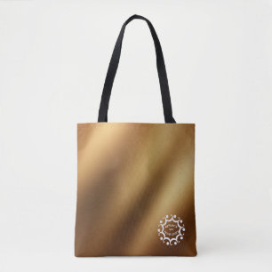 Branded with Your Logo Over Smooth Faux Gold Tote Bag