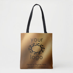 Branded with Your Logo Over Smooth Faux Gold Tote Bag