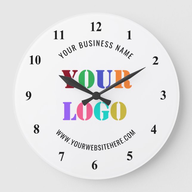 Branded Your Business Logo and Text Clock Template (Front)