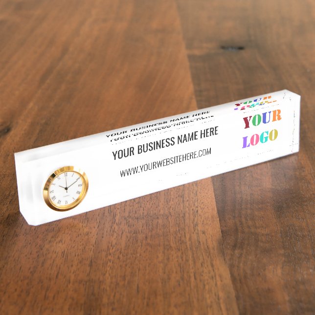 Branded Your Business Logo Custom Text Promotional Nameplate (Side)