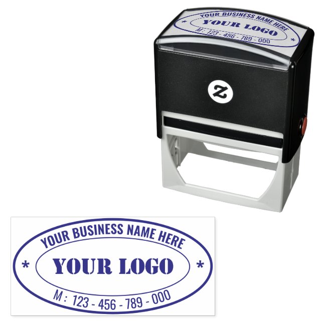 Branded Your Name Logo Business Oval Stamp Example (In Situ)
