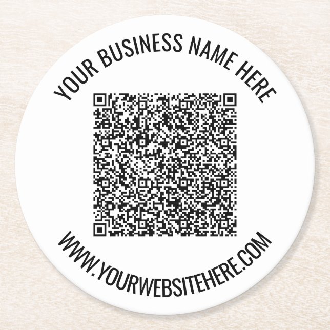 Branded Your QR Code and Custom Text Paper Coaster (Front)