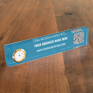 Branded Your QR Code and Custom Text Promotional Nameplate