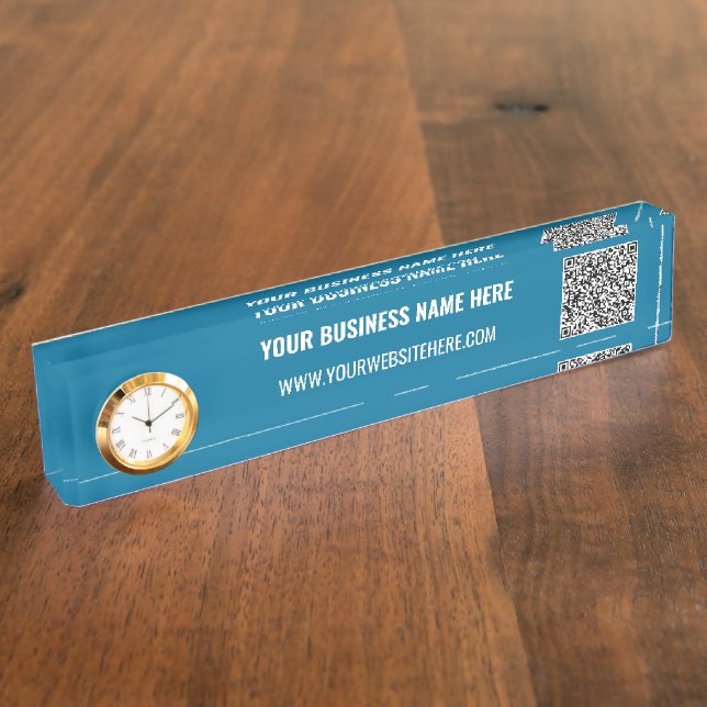 Branded Your QR Code and Custom Text Promotional Nameplate (Side)