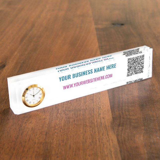 Branded Your QR Code and Text Business Promotional Nameplate (Side)