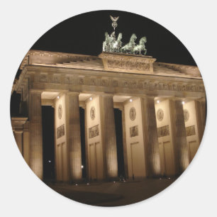 Brandenburg Gate at Night in Berlin, Germany Classic Round Sticker