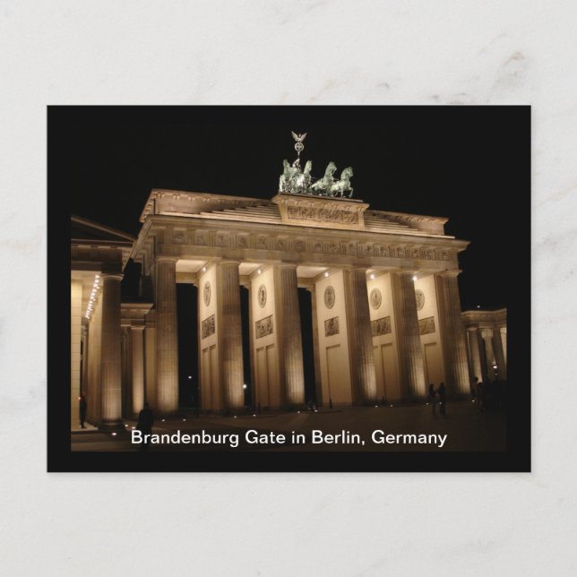Brandenburg Gate at Night in Berlin, Germany Postcard (Front)