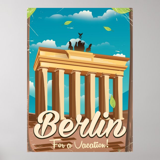 Brandenburg gate ,Berlin cartoon travel poster (Front)
