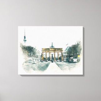 Brandenburg Gate Berlin Watercolor Painting Canvas Print
