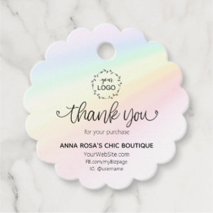 *~* Branding Business Rainbow Hearts Thank You Favour Tags