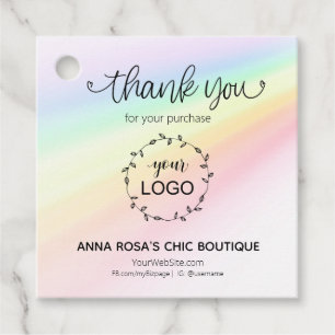 *~* Branding Business Rainbow Hearts Thank You Favour Tags