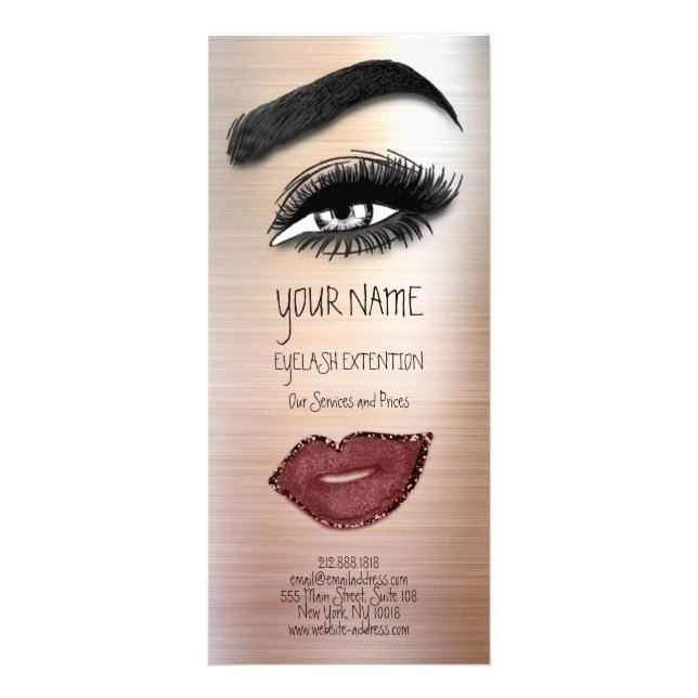 Branding Price List Lash Brow Extension Eyes Lips  Rack Card (Back)