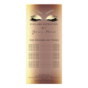Branding Price List Lash Extension Sepia Gold More Rack Card