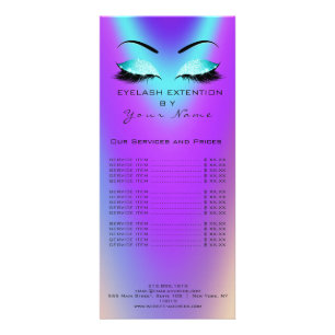 Branding Price List Lashes Extension Blue Pink Rack Card