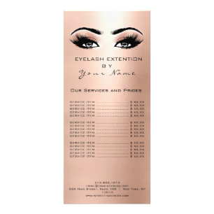 Branding Price List Lashes Extension Peach Rose Rack Card