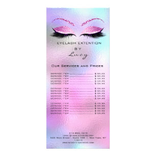 Branding Price List Lashes Extension Pink Blue Rack Card
