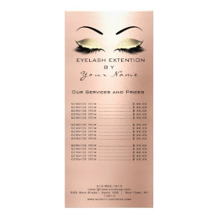Branding Price List Lashes Extension Pink Rose Rack Card