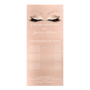 Branding Price List Lashes Extension Rose White Rack Card