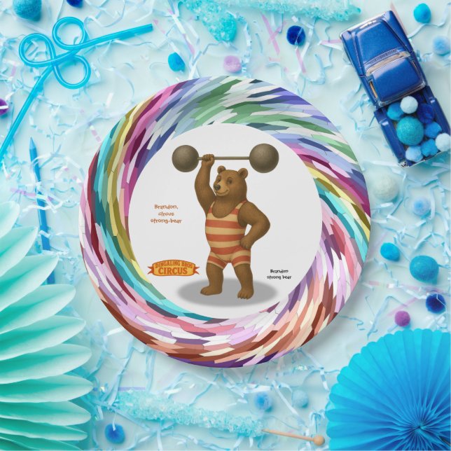 Brandon, circus strong bear paper plate (Party)