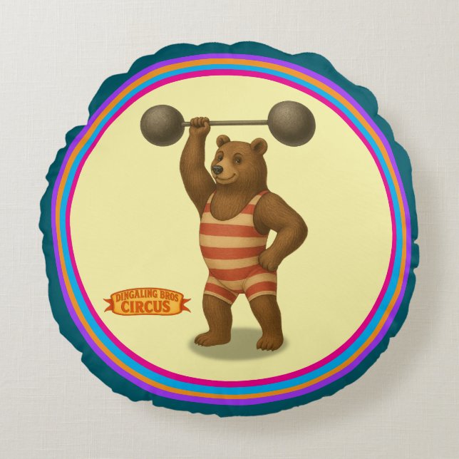 Brandon, circus strong-bear round cushion (Front)