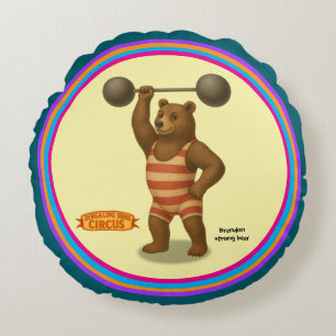 Brandon, circus strong-bear round cushion
