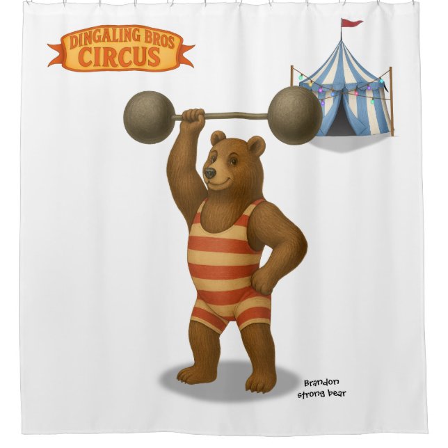 Brandon, circus strong bear shower curtain (Front)