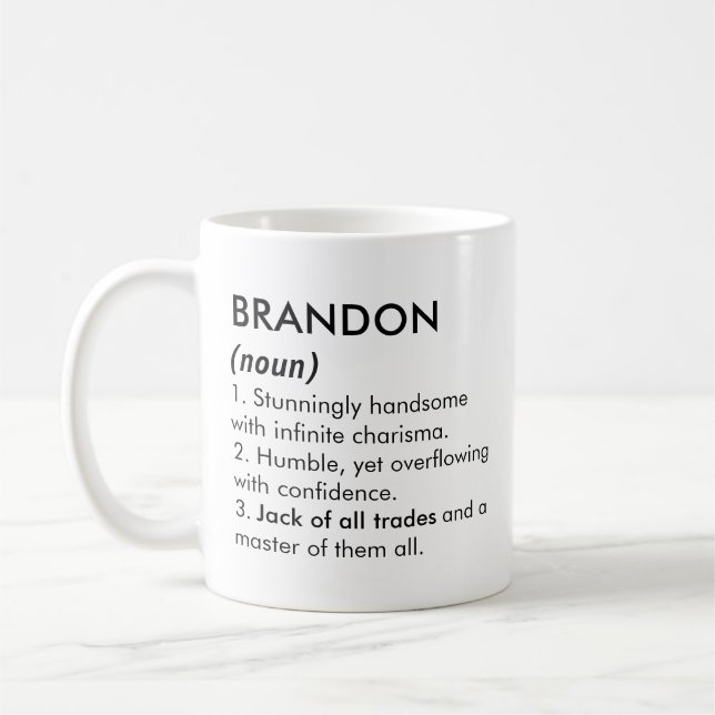 Brandon name, Editable name, Custom name Coffee Mug (Left)