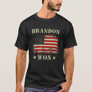 Brandon Won Vintage US American Flag Lets Go Men W T-Shirt