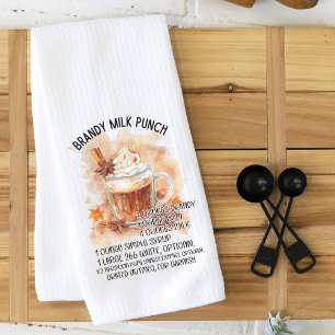Brandy Milk Punch Cocktail Recipe Watercolor Tea Towel