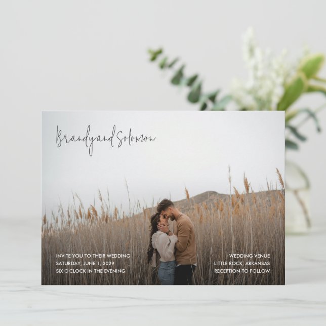 Brandy Simple Photo Modern Wedding Invitation (Standing Front)