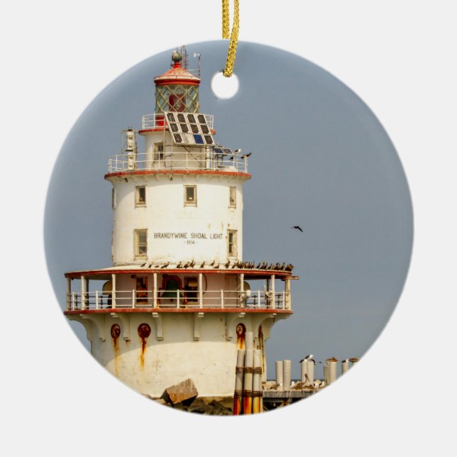 Brandywine Shoal Lighthouse Ceramic Tree Decoration (Front)