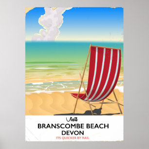 Branscombe Beach Devon vintage seaside poster
