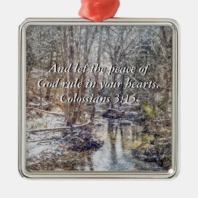 Branson Fall Creek Winter Snow Painterly Ornament (Front)