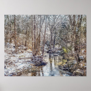 Branson Fall Creek Winter Snow Painterly Poster